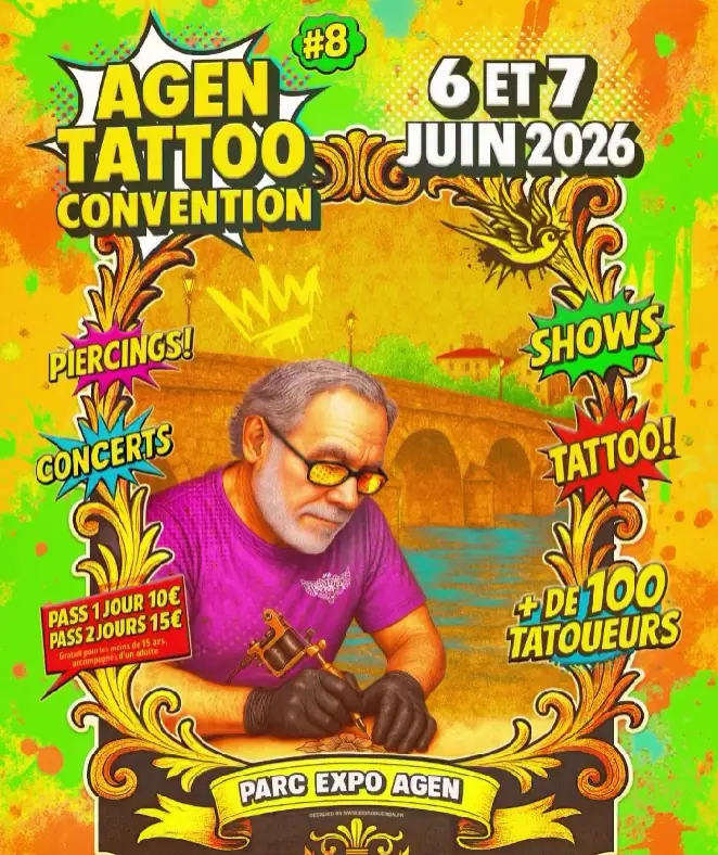 Affiche de convention de tatouage à Agen