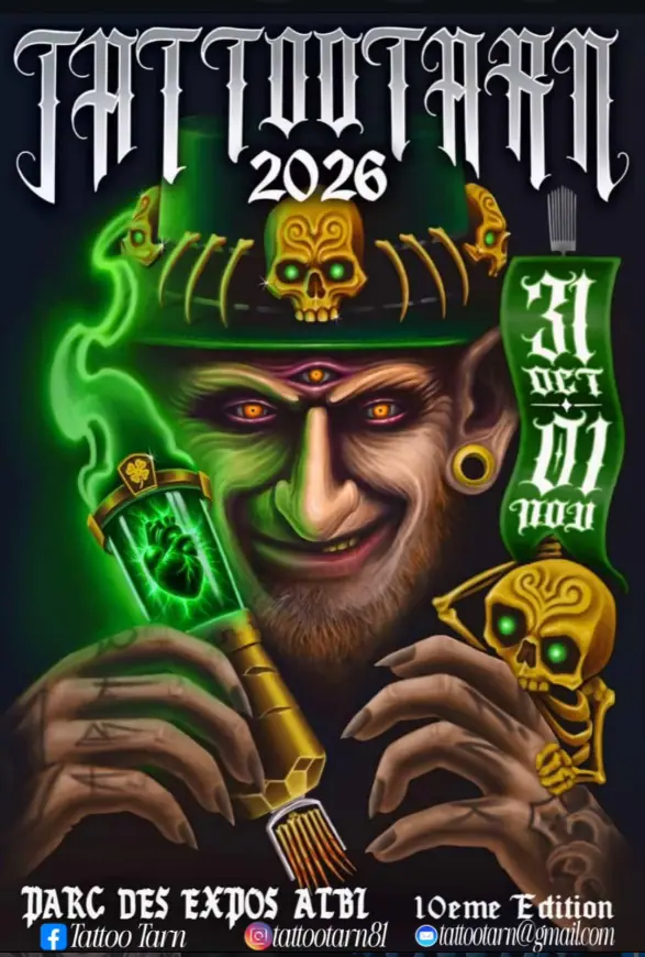 Affiche de convention de tatouage à Albi