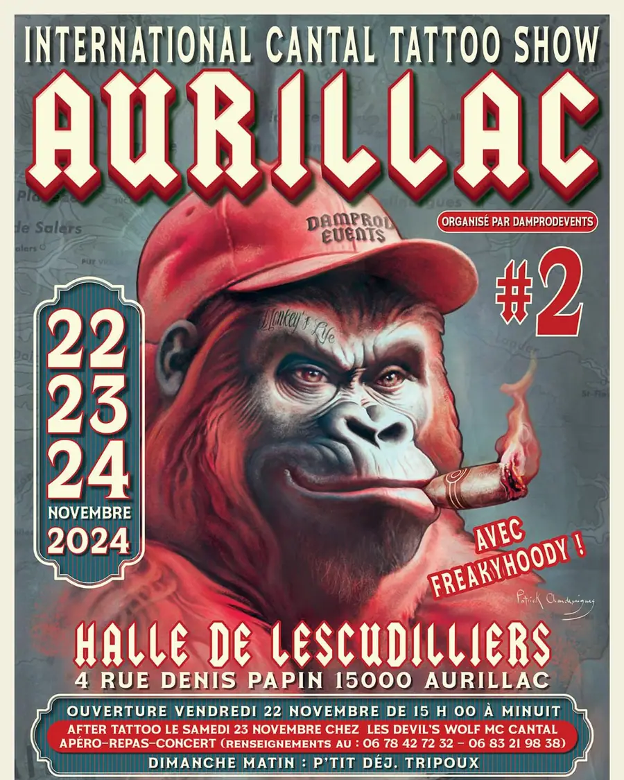 Affiche de convention de tatouage à Aurillac