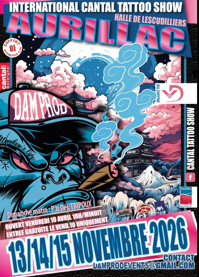 Affiche de convention de tatouage à Aurillac