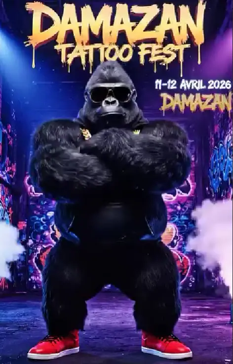 Affiche de convention de tatouage à Damazan