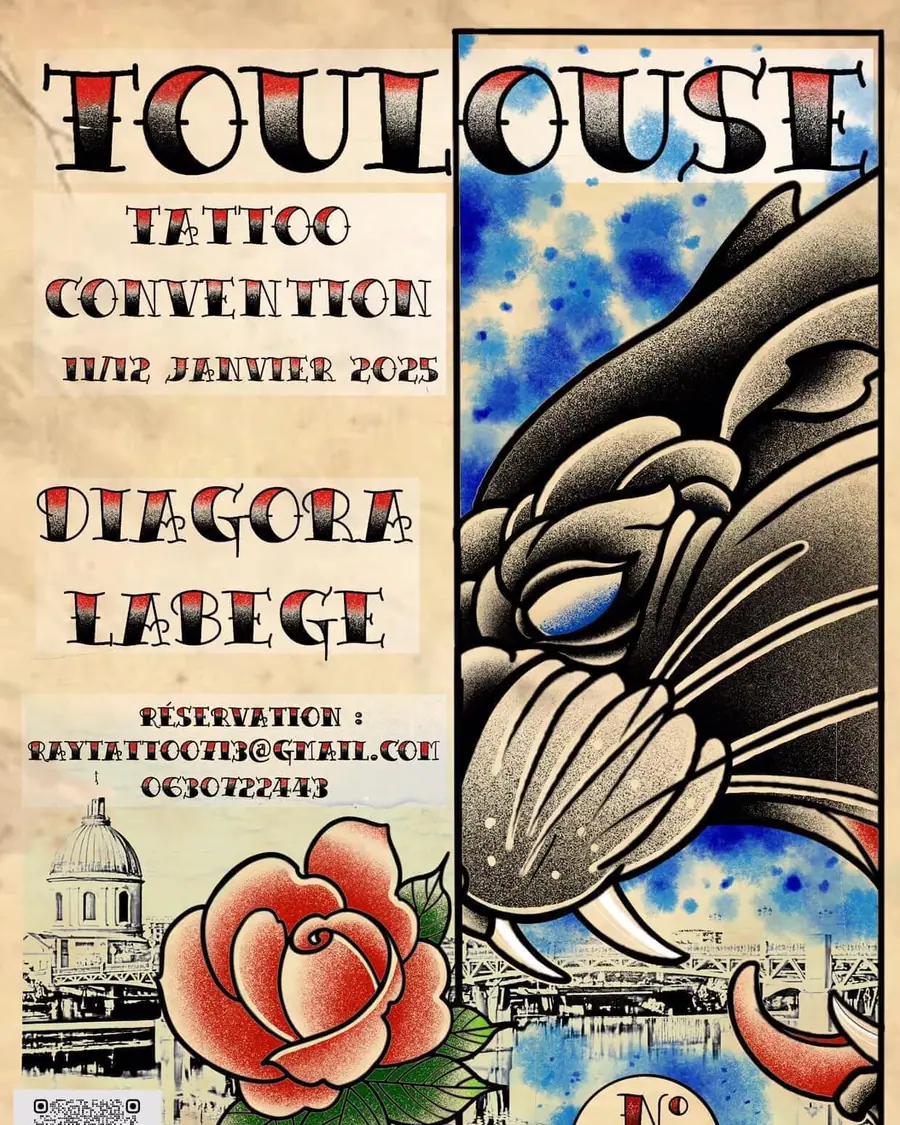 Affiche de convention de tatouage à Toulouse