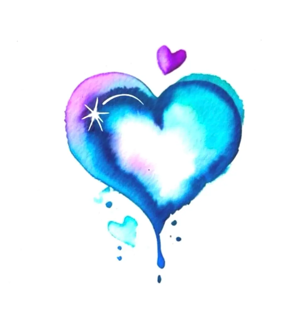 Création coeur bleue aquarelle par Sarah Fleur