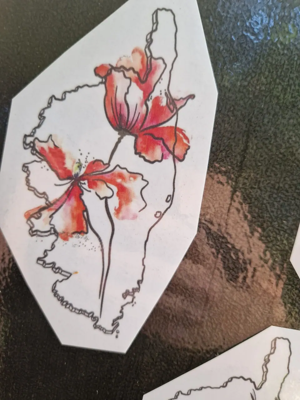 Création map corse avec coquelicot aquarelle par Sarah Fleur
