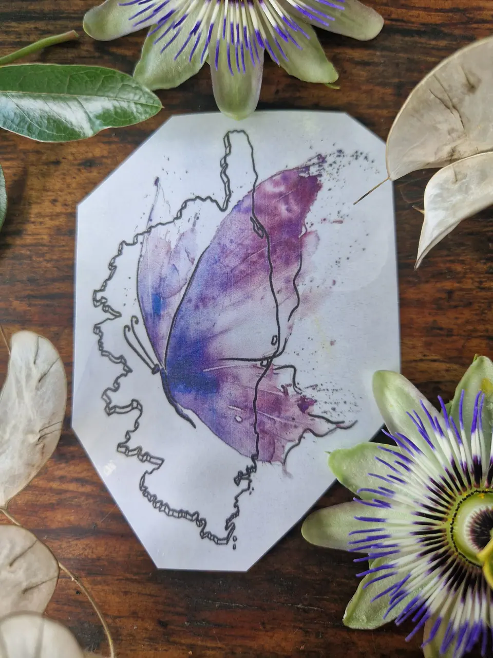 Création map corse papillon aquarelle violet par Sarah Fleur