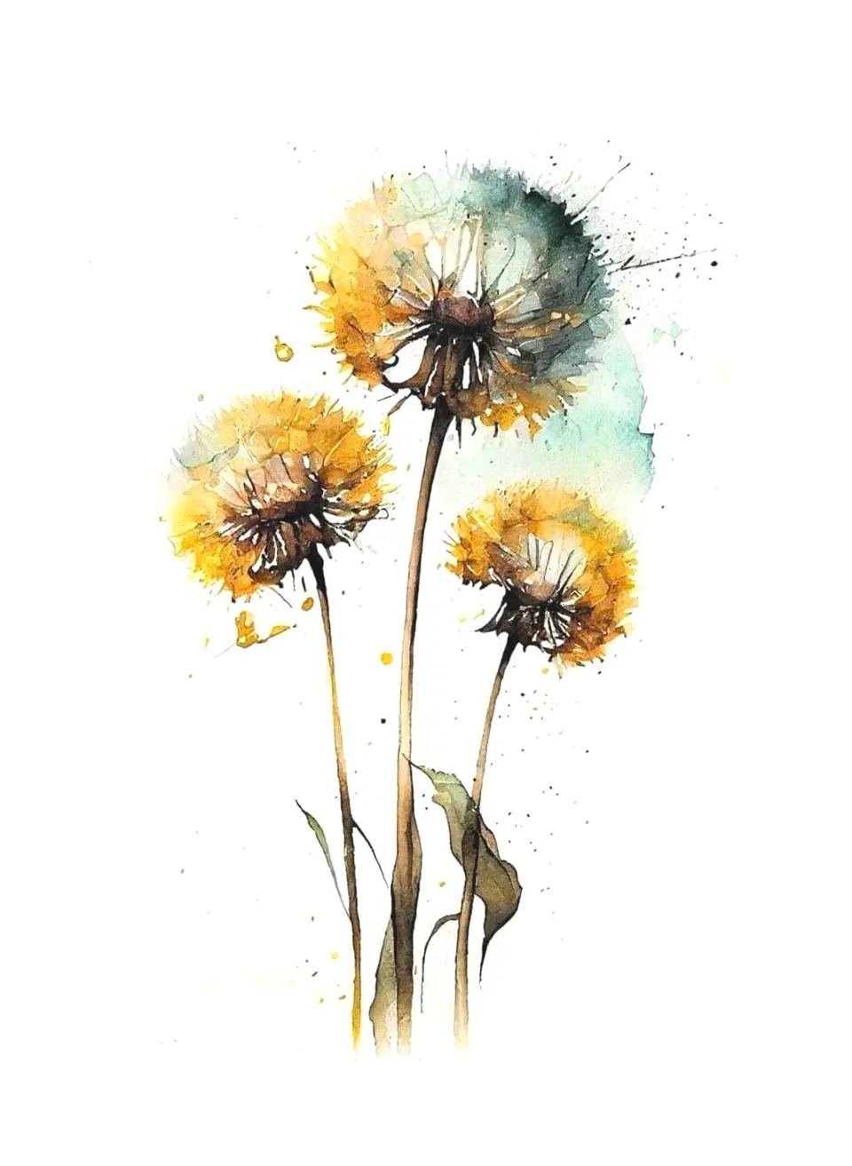 Création pissenlit aquarelle 1 par Sarah Fleur