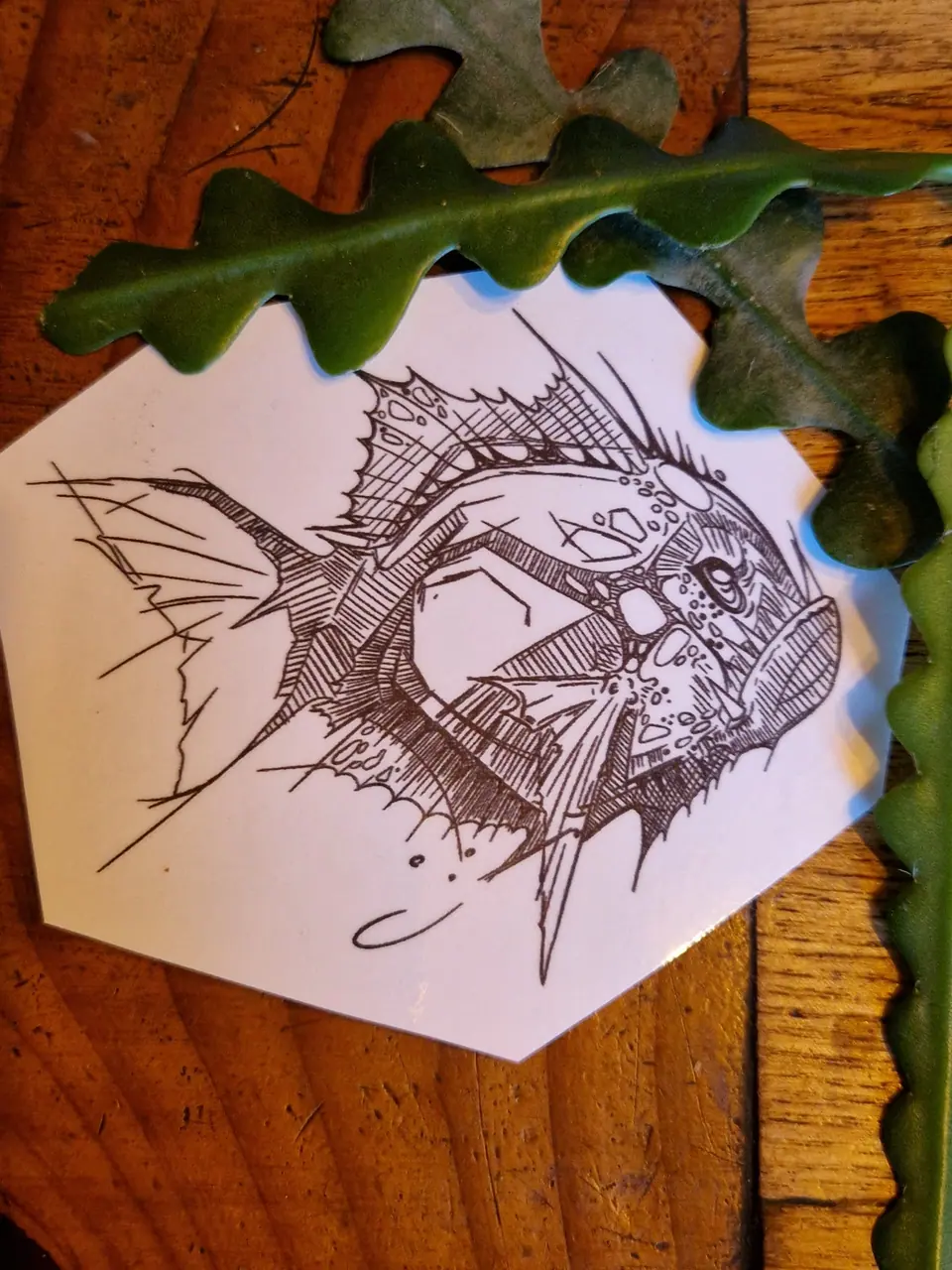 Création poisson rascail - pirana sketchy par Sarah Fleur