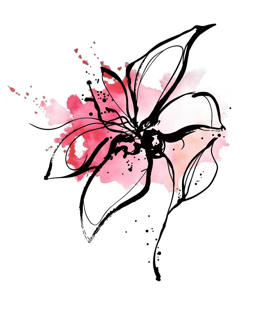 Création tatouage papillon rose aquarelle par Sarah Fleur