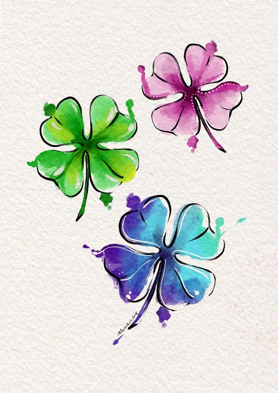Création trefles aquarelles par Sarah Fleur